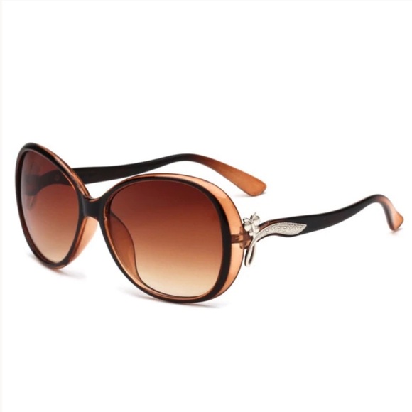 Brown Oversized Sunglasses Gradient Tint Polarized New with Case - Picture 1 of 7